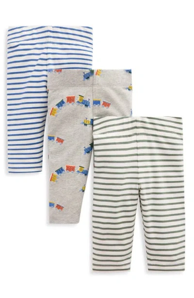 Boden Babies'  Kids' 3-pack Cotton Leggings In Grey Marl Trains
