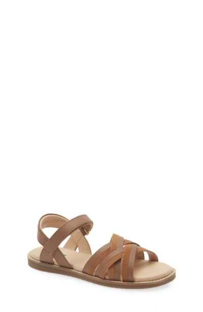 Boden Kids' Girls Crossed Leather Sandals In Brown | Size 33