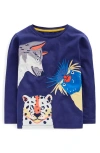 Boden Kids' Appliqué Long Sleeve Cotton T-shirt In Blue