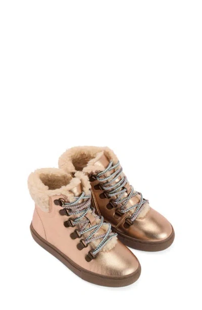 Boden Kids' Borg Lace Up Boots Bronze Unisex  In Brown