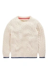 Boden Kids' Heritage Cabled Crewneck Sweater In White