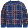 Boden Kids' Plaid Sweater In Blue