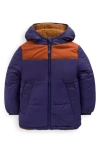 Boden Kids' Reversible Fleece Hooded Jacket In Blue