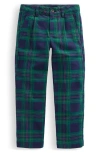 Boden Kids' Smart Plaid Cotton Flannel Pants In Blue
