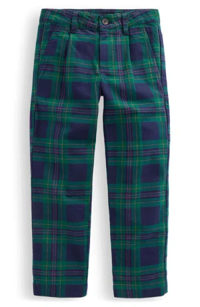 Boden Kids' Smart Plaid Cotton Flannel Pants In Blue