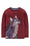 Boden Kids' Superstitch Long Sleeve Cotton T-shirt In Brown