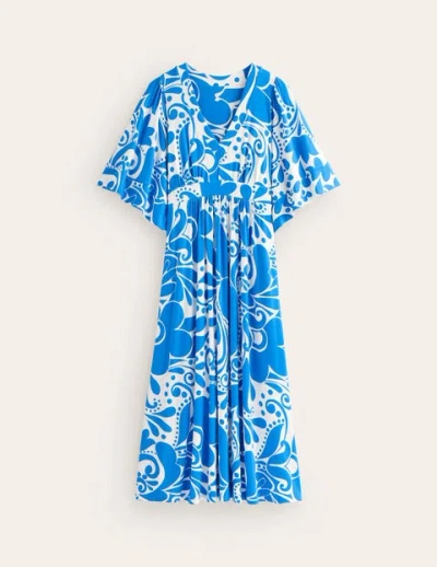 Boden Kimono Jersey Maxi Dress Indigo Bunting, Ripple Swirl Women