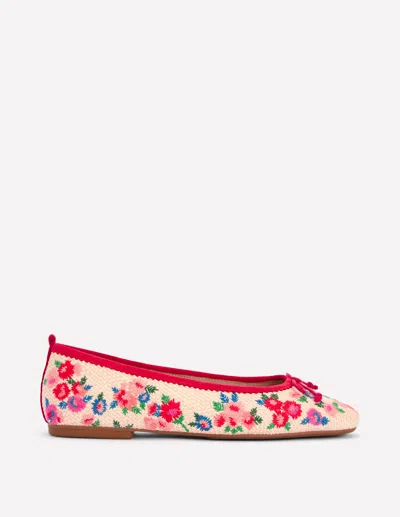Boden Kitty Flexi Sole Ballet Flats Embroidered Natural Women