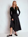 Boden Kleid Aus Rippstrick-mix Mit Knopfleiste-schwarz In Black