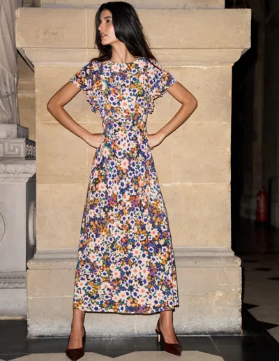 Boden Kleid Mit Drapierten Ärmeln Für Besondere Anlässe-, Blumenmuster In Bunt | Grösse 30 In Multi