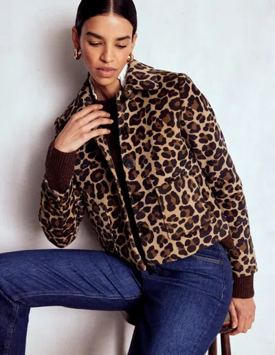 Boden Knightsbridge Reitjacke-mohair, Leopardenmuster In Brown