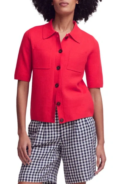 Boden Knit Button-up Top In Red