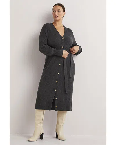 Boden Knit Cardigan Wool-blend Midi Dress In Grey