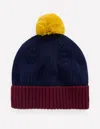 Boden Knitted Beanie College Navy Colour Block  In Blue