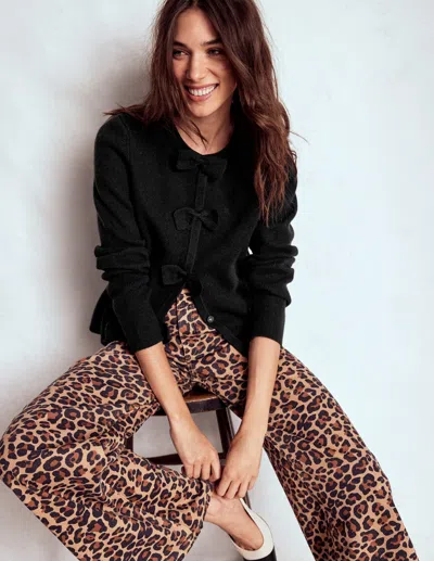 BODEN KNITTED BOW CARDIGAN-BLACK FEMALE BODEN