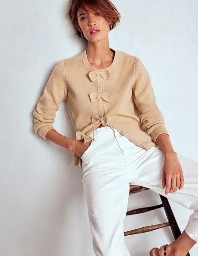 BODEN KNITTED BOW CARDIGAN CHINCHILLA MELANGE BODEN