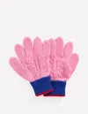 Boden Knitted Gloves Pink Colourblock  In Metallic