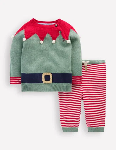 Boden Babies' Knitted Play Set Csarite Green Elf  In Multi
