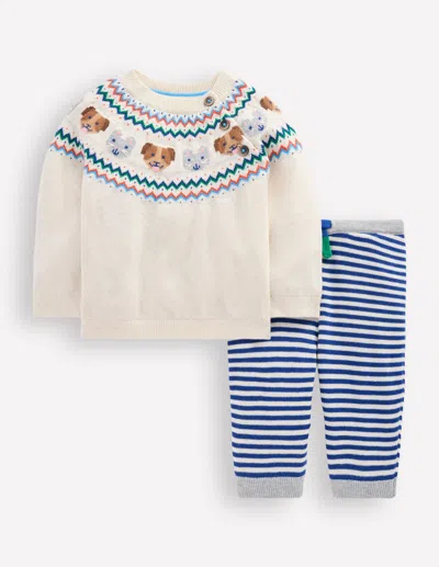 Boden Babies' Knitted Play Set Ecru Marl Pets  In Multi