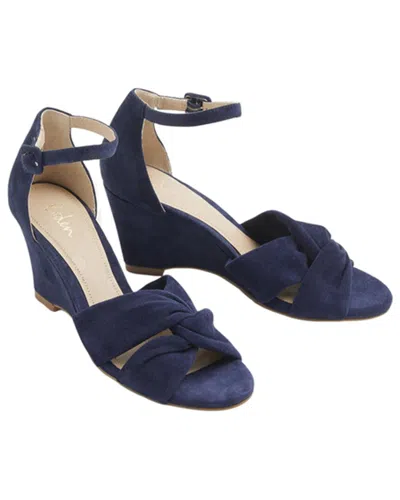 Boden Knot Front Leather Wedge Sandal In Blue