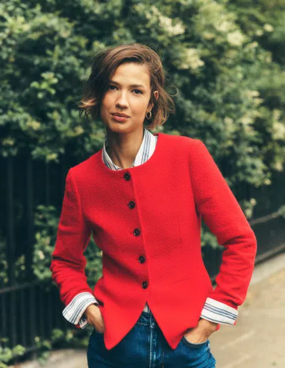 Boden Women's Collarless Tailored Blazer In Red | Size 0