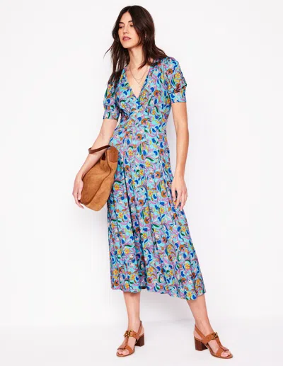 Boden Kristen Pleated Jersey Dressblue, Enchanting Vine Women  In Blue
