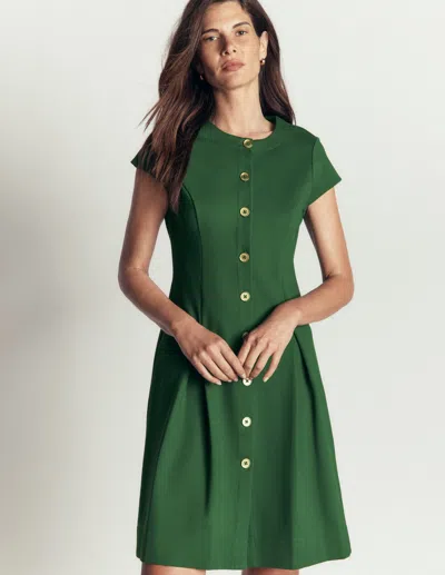 Boden Kurzes Kleid Mit Faltendetail Und Knöpfen In Grün | Grösse 48 In Green