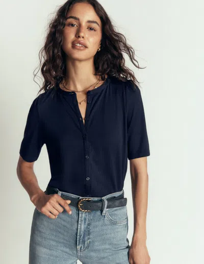 Boden Kurzärmliges Oberteil Mit Puffärmeln In Blau | Grösse 40 In Blue