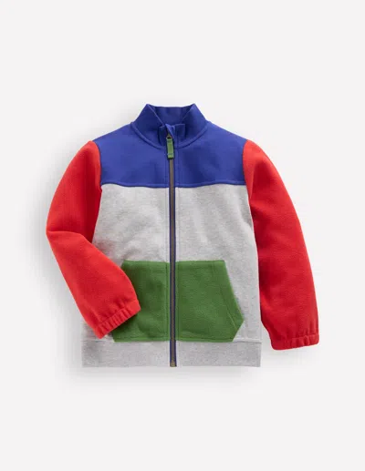 Boden Kids' Kuschelige Fleecejacke-dunkelgrau, Blockfarben In Multi