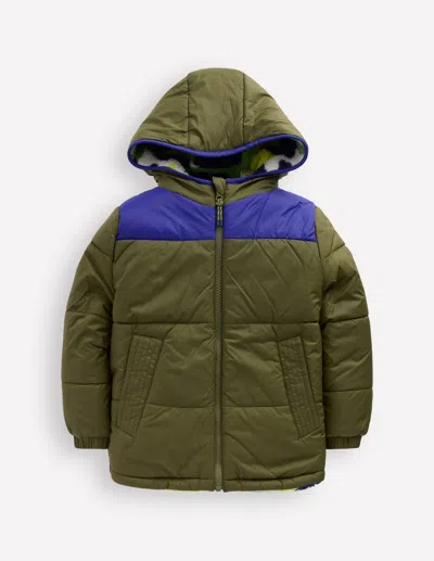Boden Kids' Kuschelige Teddyfelljacke Zum Wenden-grün, Camouflage In Green