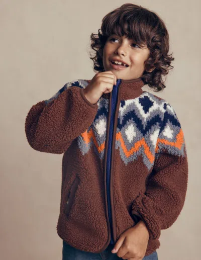 Boden Kids' Kuschelige Teddyfell-jacke-fair-isle | Grösse 98 In Brown