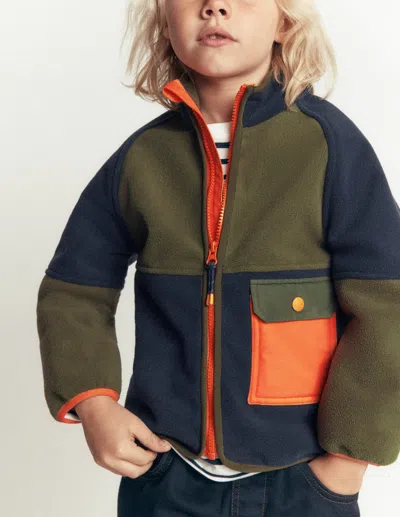 Boden Kids' Kuschelige, Winddichte Fleecejacke In Khaki | Grösse 98 In Green