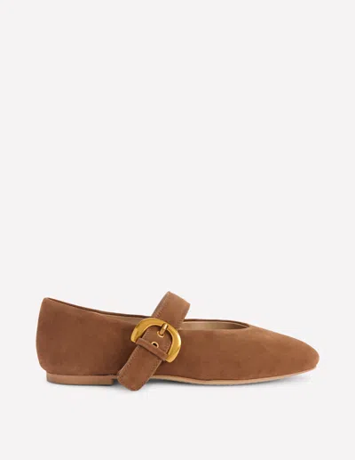 Boden Kylie Flat Buckle Mary Jane Raw Umber Women  In Brown