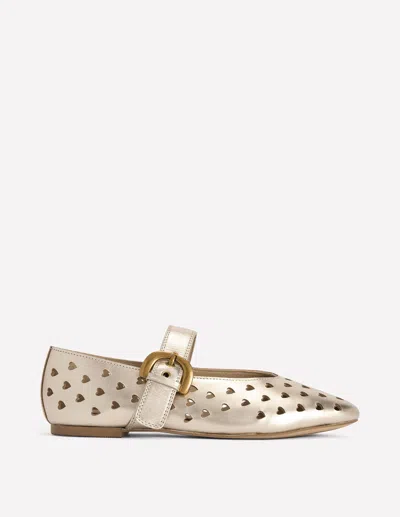 Boden Kylie Flat Buckle Mary Janes Gold