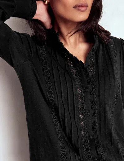 Boden Lace Detail Jersey Shirt Black