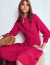 Boden Lace Insert Knitted Midi Dress Vibrant Pink  In Red