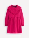 Boden Lace Trim Sweatshirt Dress Cherry Jam  In Red