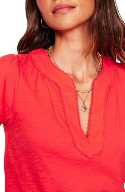 Boden Lace Trim Top In Red