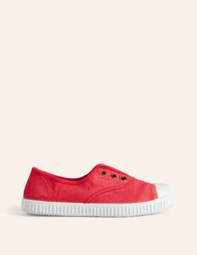 Boden Kids' Laceless Canvas Pull-ons Jam Red Girls