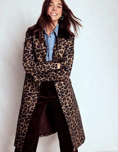 Boden Lancaster Trenchcoat Mit Gürtel-mohair, Leopardenmuster In Brown