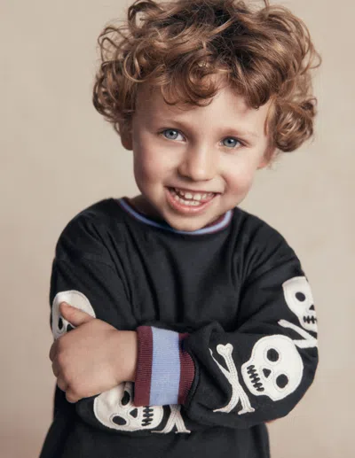Boden Kids' Langarmshirt Mit Applikationen An Den Ärmeln In Grau | Grösse 98