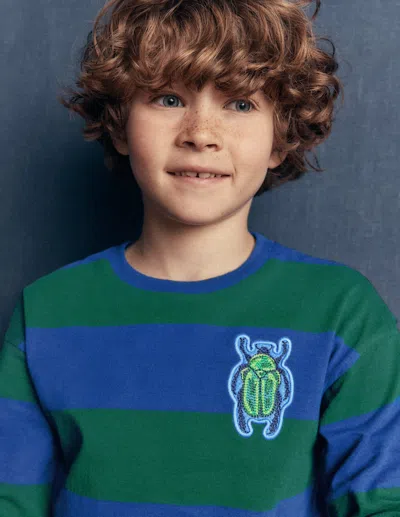 Boden Kids' Langarmshirt Mit Aufnäher In Blau | Grösse 152 In Blue