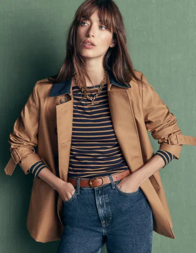Boden Langarmshirt Mit Eckigem Ausschnitt In Blau | Grösse 30 In Brown