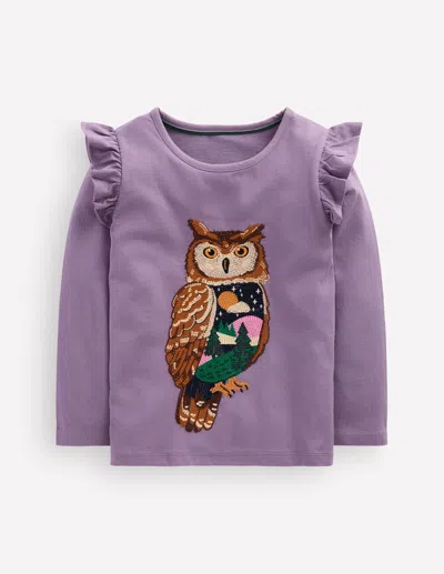 Boden Kids' Langarmshirt Mit Superstich-design In Lila | Grösse 98 In Purple