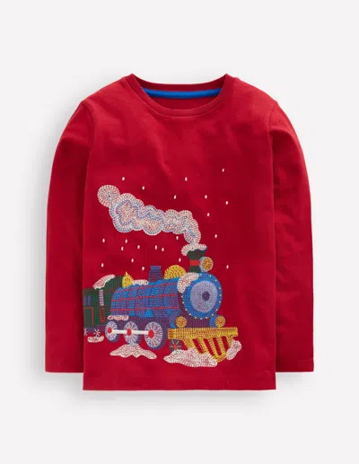 Boden Kids' Langarmshirt Mit Superstitch-design-chili-pfeffer Polarexpress In Red