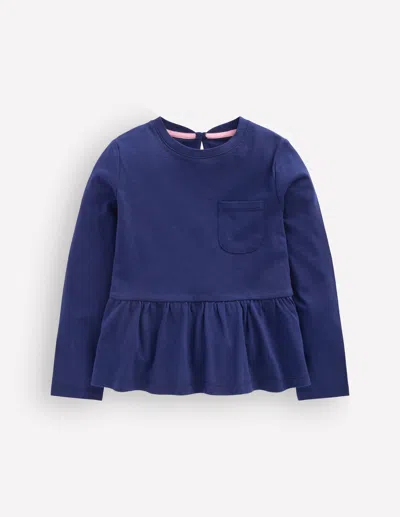 Boden Kids' Langärmliges Oberteil Mit Schösschen-schuluniform In Blau | Grösse 98 In Blue