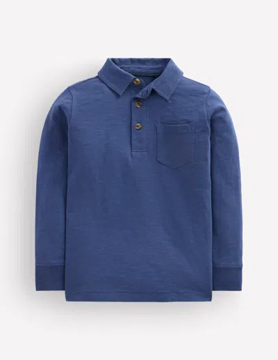 Boden Kids' Langärmliges Poloshirt Aus Flammgarn-denim In Blau | Grösse 98 In Blue