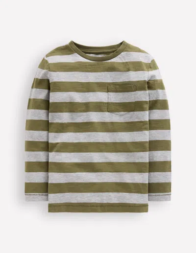 Boden Kids' Langärmliges T-shirt Für Den Alltag-waldgrün/grau Meliert In Green
