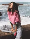 Boden Lara Lockerer Baumwollpullover-rosa Limonade, Gestreifte Manschetten