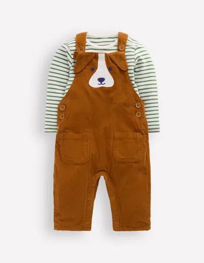 Boden Babies' Latzhose Aus Cord Im Set-braun, Hund In Brown